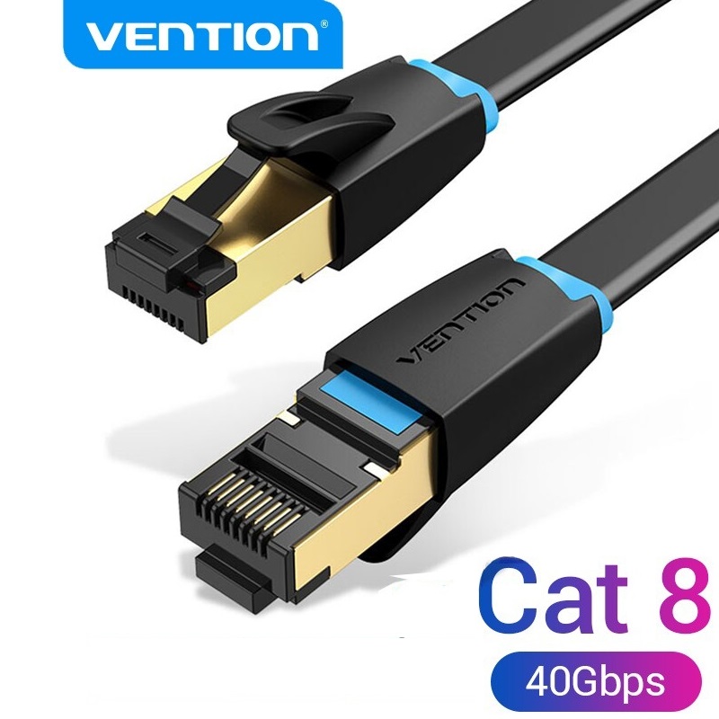 Dây cáp mạng dẹt Ethernet/RJ45/LAN Vention Cat 8 FTP đúc sẵn 2 đầu, dài 1m đến 5m - Hàng chính hãng