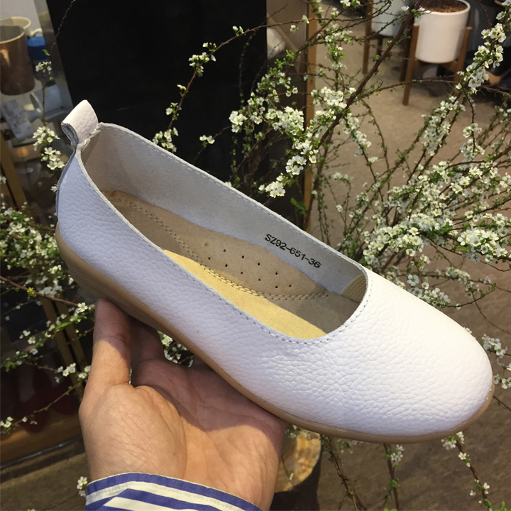 Giày búp bê nữ đế xuồng da microfiber cao cấp màu trắng siêu mềm êm chân tôn dáng đẹp