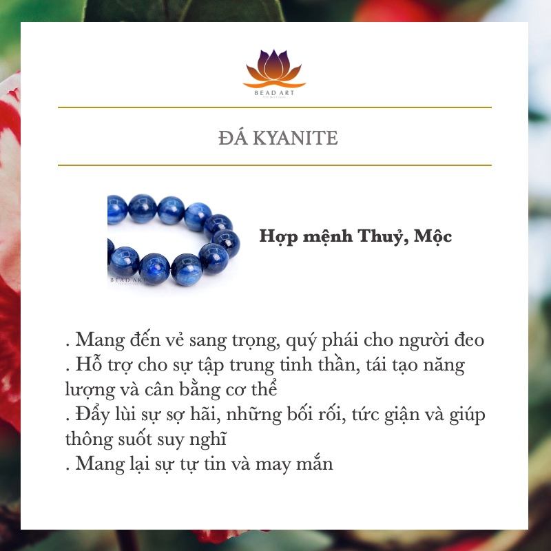 Vòng Cổ 8MM/10MM Đá Kyanite Xanh Dương Loại AA, Dây Chuyền, Trang Sức Phong Thuỷ, Mệnh Thuỷ, Mệnh Mộc - Bead Art