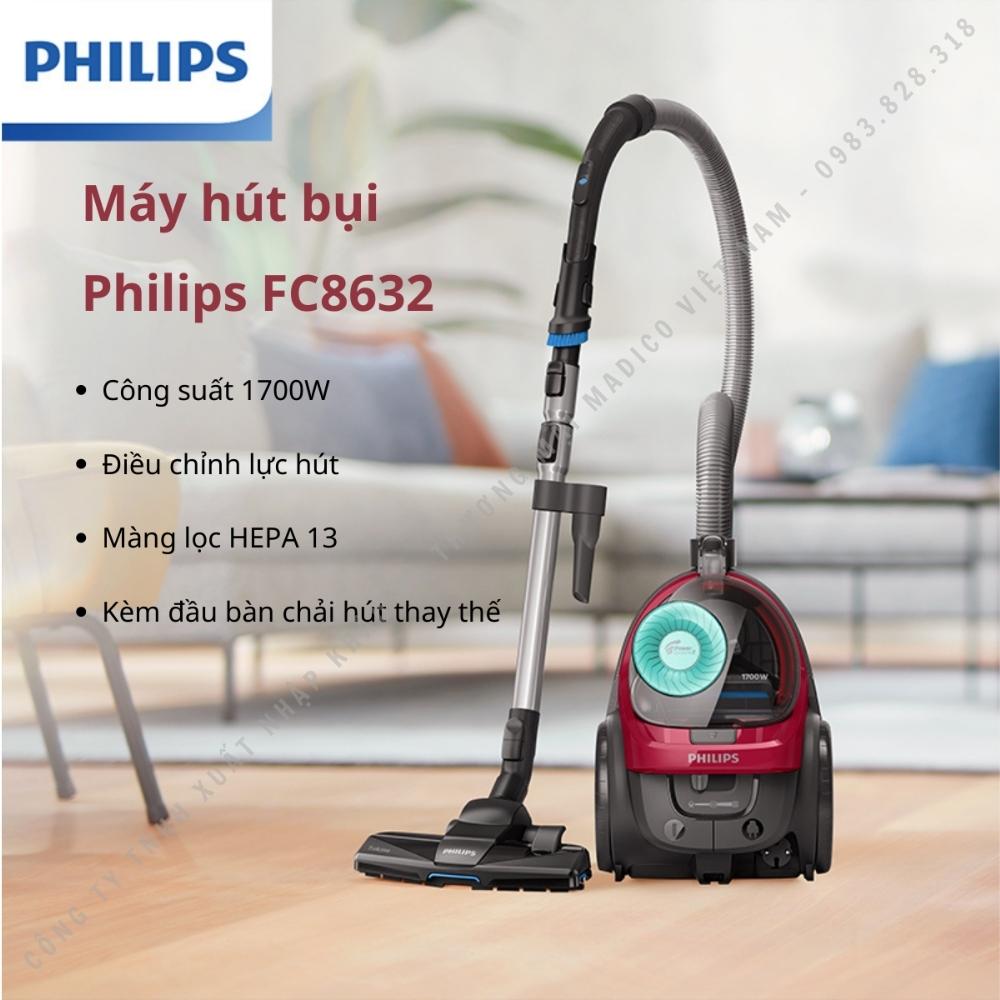 Máy hút bụi Philips gia đình FC8632 công suất lớn 1700W - Hàng nhập khẩu