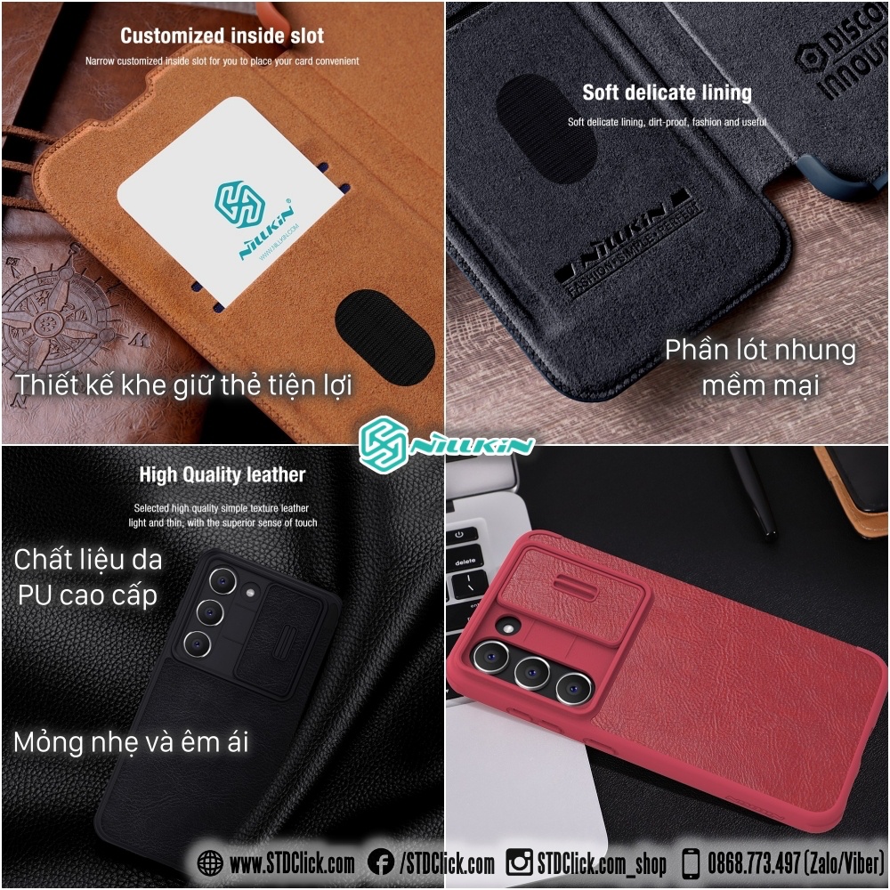 BAO DA DÀNH CHO ĐIỆN THOẠI SAMSUNG GALAXY S23 PLUS 5G NILLKIN QIN PRO BẢO VỆ CAMERA