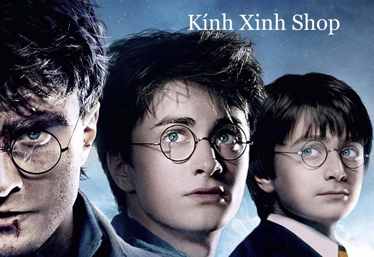Gọng Kính Nam Nữ Mắt tròn nhỏ Harry Porter Gọng Kim Loại Màu Đen Có Thể Thay Tròng Cận