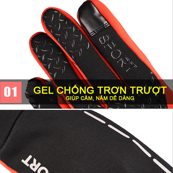 Bao Tay, Găng Tay Xe Đạp ,Xe Máy, Leo Núi, Tracking Full Ngón GT003
