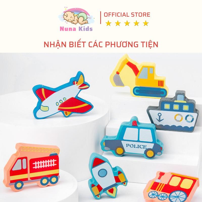 Bảng chữ cái gỗ thông minh NUNAKIDS 7 in 1 đồ chơi cho bé trai gái gồm hình khối, bảng chữ cái và phương tiện