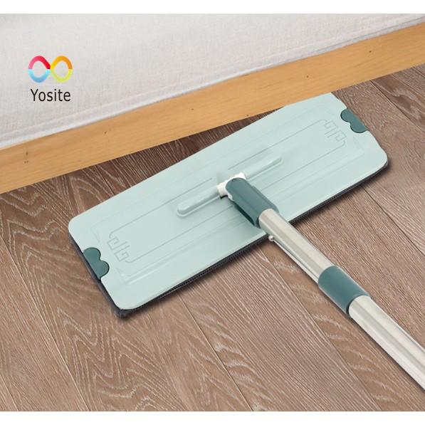Bộ Cây Lau Nhà 360độ Bàn Chổi Phẳng Dẹt Kèm Thùng Vắt 2 Ngăn Tiện Lợi
