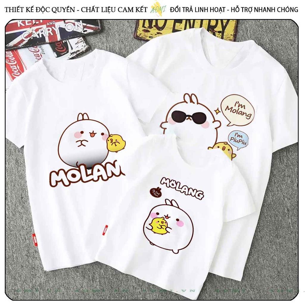 ÁO THUN friend molang vit thỏ cute UNISEX PHÔNG TRẮNG TAY NGẮN NAM NỮ GIA ĐÌNH CẶP ĐÔI SIZE TRẺ EM BÉ TRAI GÁI AOMIVN