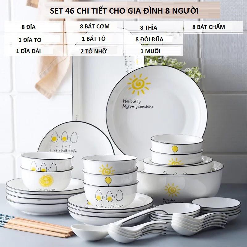 SET BÀN ĂN MẶT TRỜI 46 CHI TIẾT CHO GIA ĐÌNH 8 NGƯỜI