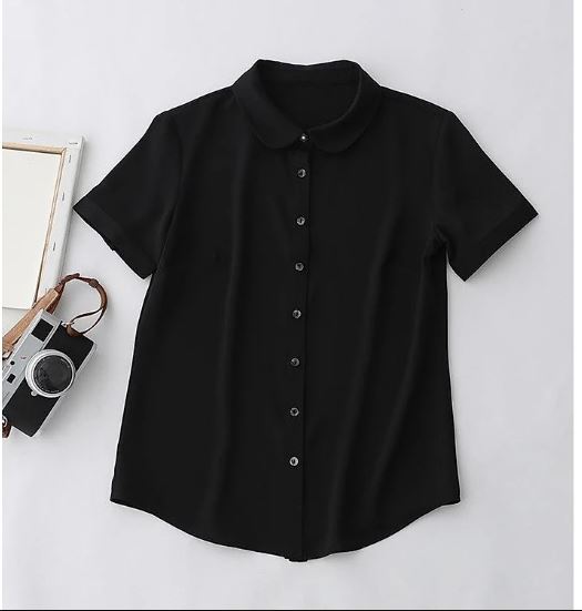 Áo sơ mi cổ sen tay ngắn xinh xắn