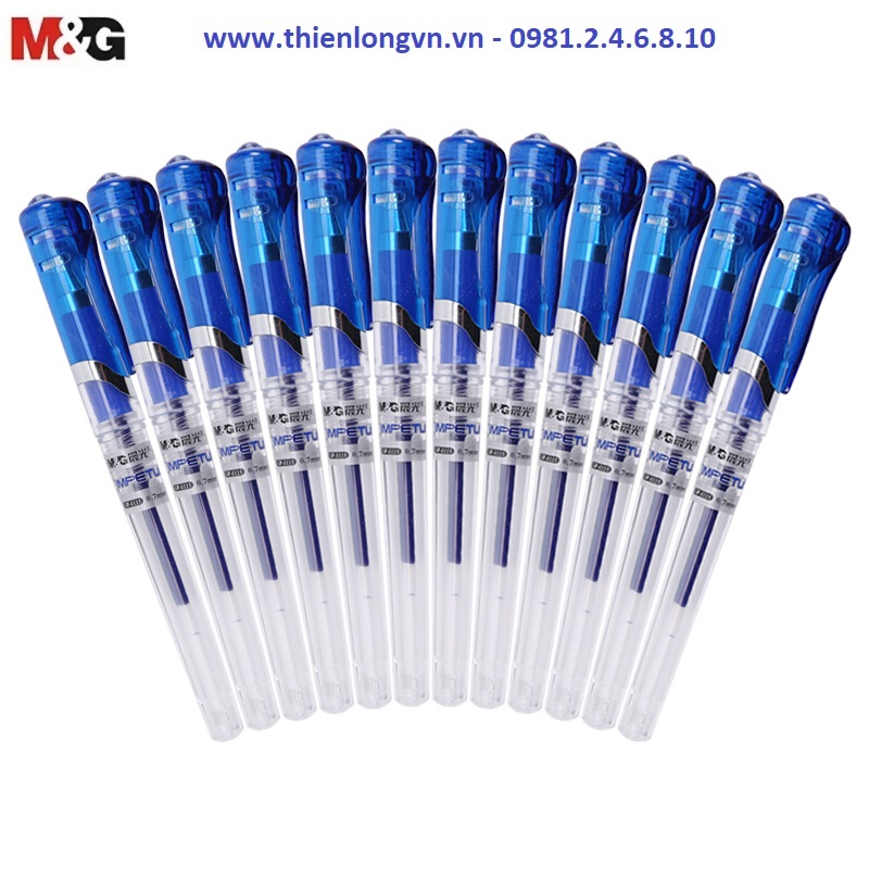 Hộp 12 cây Bút nước - bút gel 0.7mm M&G - GP1111 màu xanh