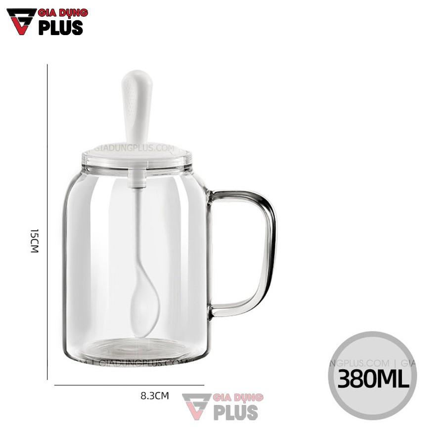 Hủ đựng gia vị muỗng liền nắp thông minh có nắp đậy kín thuỷ tinh borosilicate 380ml, có tay cầm