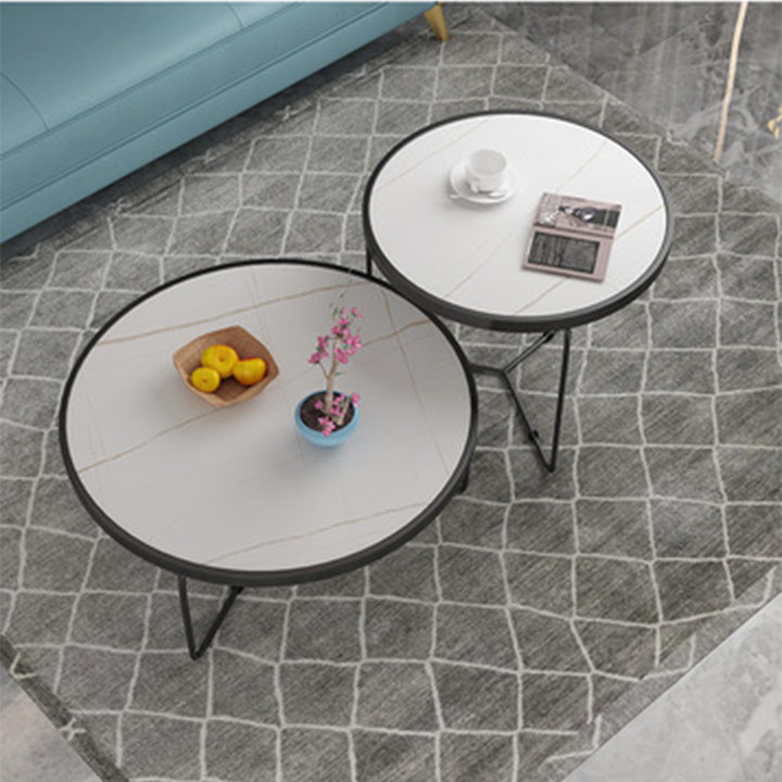 Bàn trà đôi mặt đá cao cấp, bàn sofa BAH026