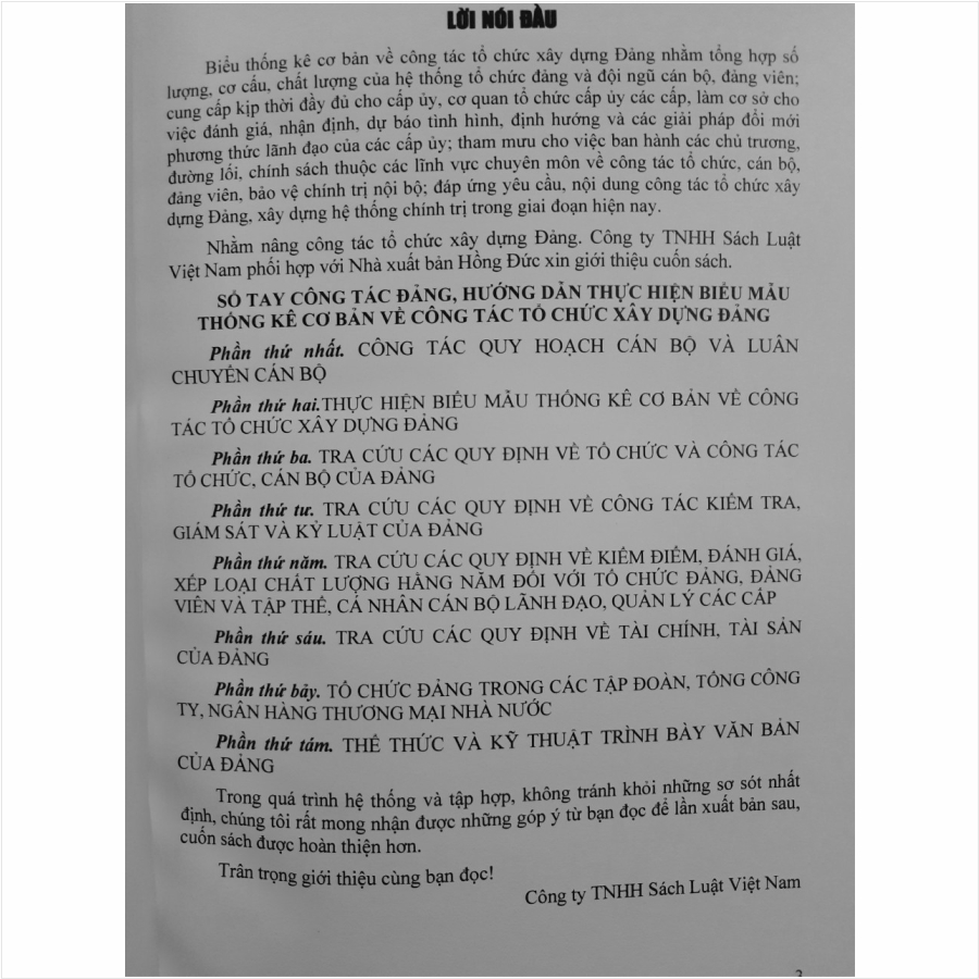 Sổ Tay Công Tác Đảng - Hướng Dẫn Thực Hiện Biểu Mẫu Thống Kê Cơ Bản Về Công Tác Tổ Chức Xây Dựng Đảng