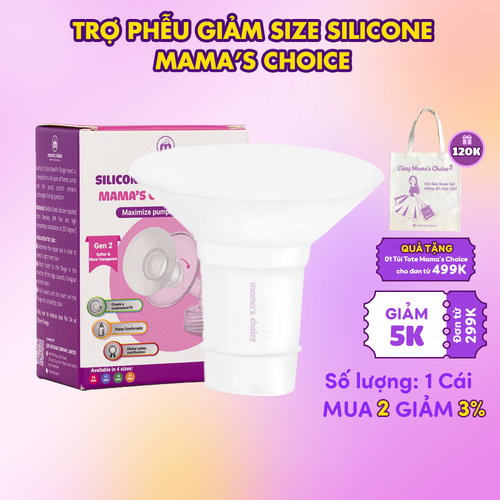 Trợ Phễu Silicone Mama's Choice NewFit, Đệm Hạ Size Phễu Size 15-17-19-21mm, Hút Sữa Hiệu Quả và Êm Ái - 1 Cái