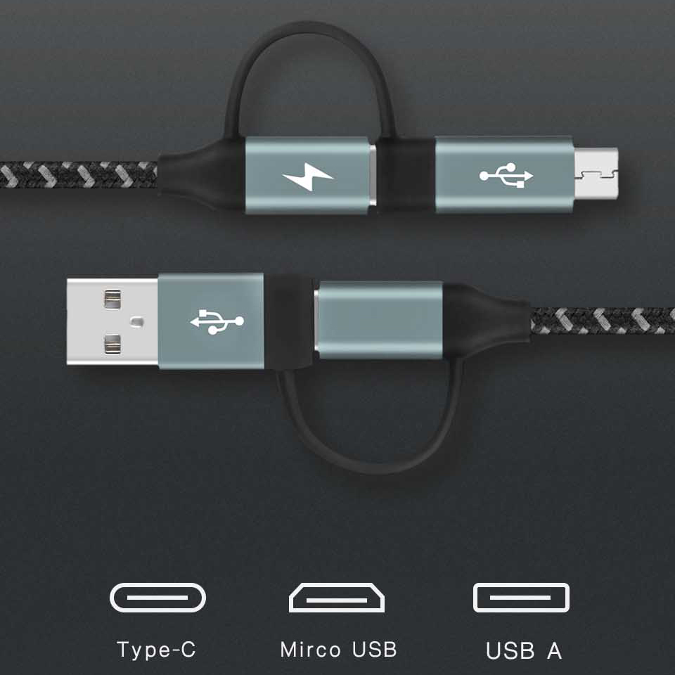 Cáp sạc đa năng 4 trong 1 Type-C/USB-A to Type-C/Micro USB Momax DC12 - Hàng chính hãng