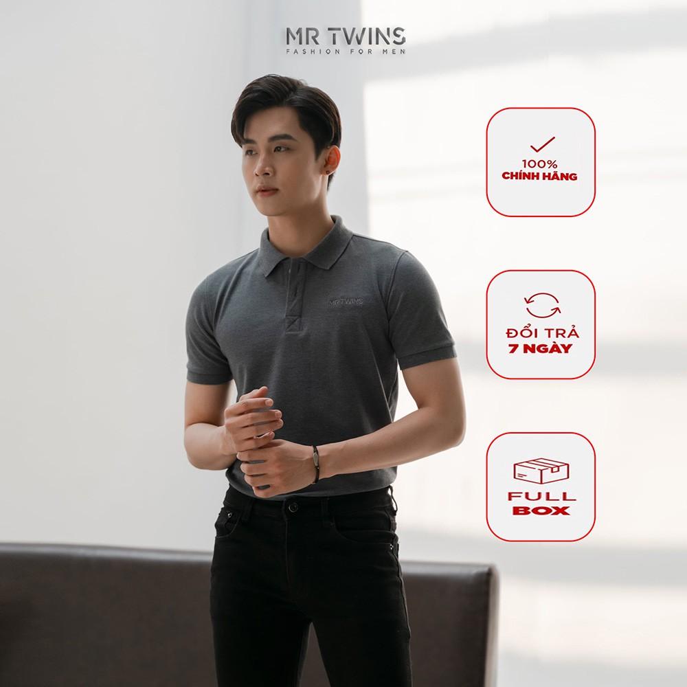 Áo Thun Polo Nam Cổ Bẻ Màu Xám Vải Cotton Cá Sấu Thương Hiệu MrTwins