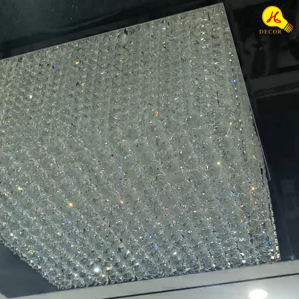 Đèn ốp trần pha lêFF phòng khách phòng ngủ HQ - mã PLM02341 - ánh sáng 3 màu tinh tế, không chói mắt HQ DECOR (HÀNG NHẬP KHẨU)
