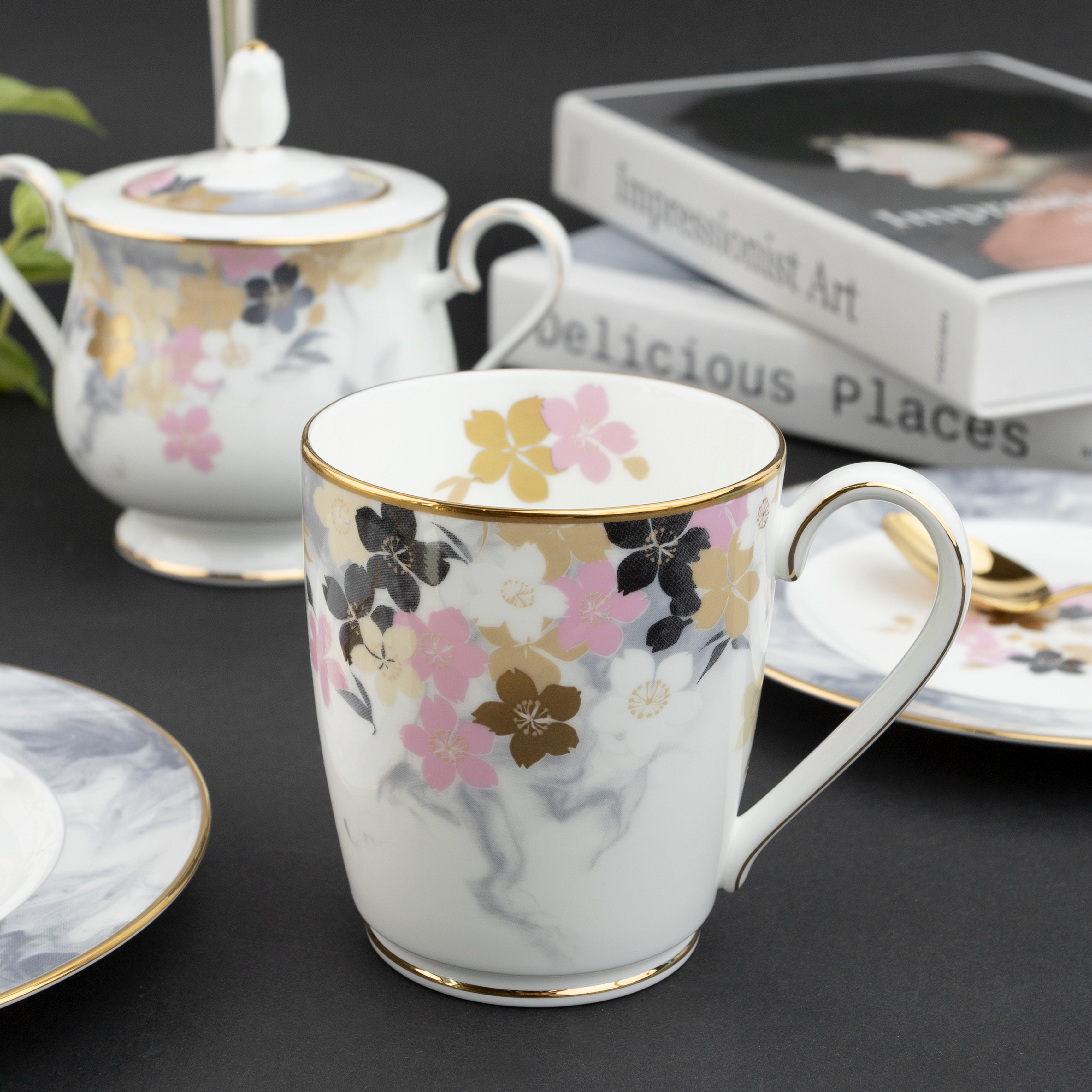 Cốc uống nước/ Cốc uống cà phê Noritake dòng Moonlit Blossoms sứ xương cao cấp (4969L - 97280C)