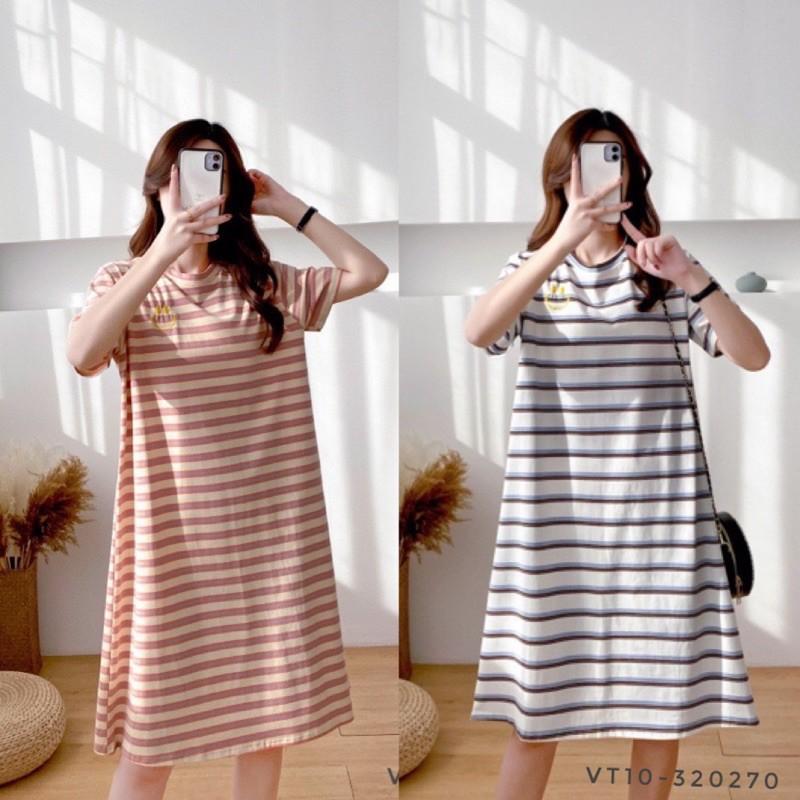 Váy thun kẻ cho con bú VT10