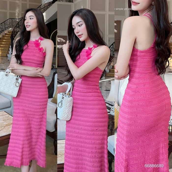 ĐẦM DÀI 2 DÂY CỔ YẾM MIDI SUÔNG TRƠN HỒNG BARBIE ÔM BODY MIDITRẮNG MAXI DẠO PHỐ ĐI TIỆC ĐI CHƠI ĐI BIỂN
