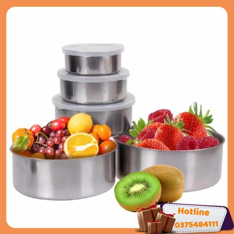 Bộ Cà Mèn Giữ Nhiệt Inox 5 Món Có Nắp - Hàng Loại 1