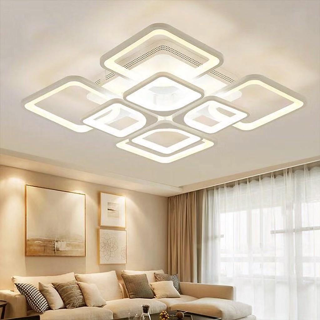 Đèn ốp trần Mica vuông hiện đại 8 cánh MO-904/8 cánh 3 chế độ màu