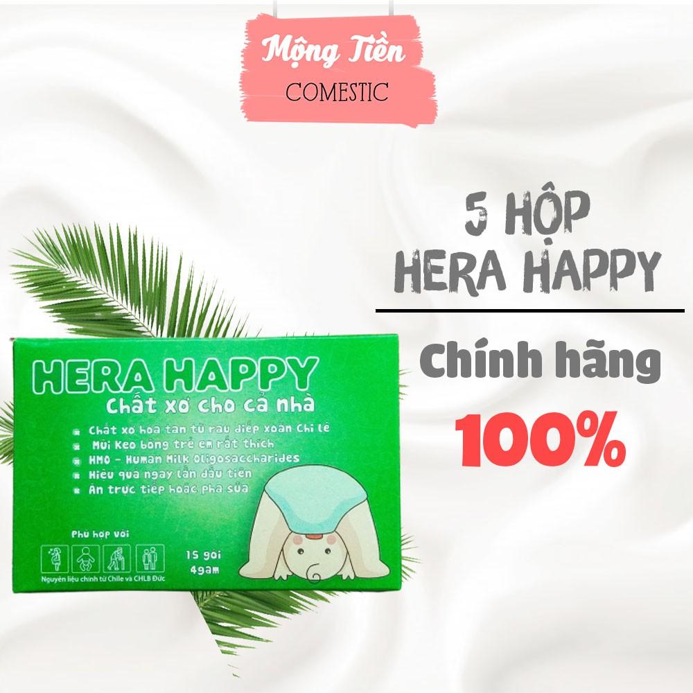 Combo 5 hộp chất xơ hòa tan Hera Happy dễ uống, hỗ trợ táo bón cho cả gia đình, giúp các bé có hệ tiêu hóa tốt
