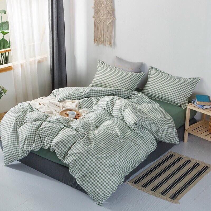 Bộ chăn ga gối cotton 3D hoa tím trending mềm mại thoáng mát bo chun miễn phí