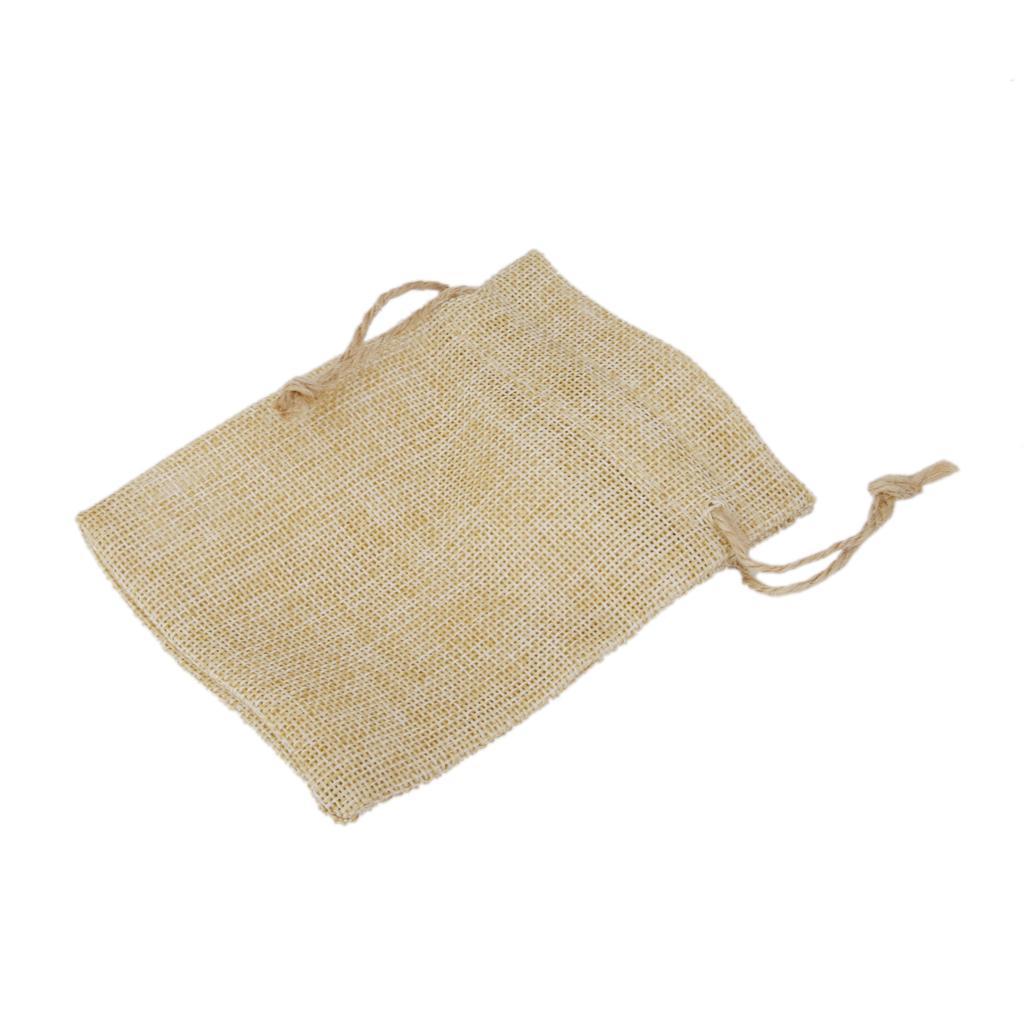 Linen Jewellery Pouch Beads Small Candy Burlap Jute Bag Gift 9.5x12cm