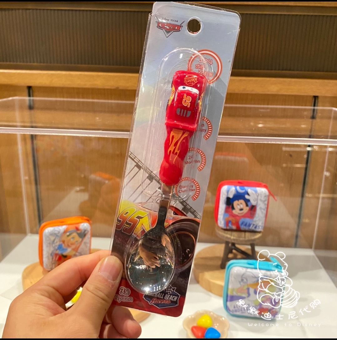 Muỗng ăn inox Disney hình xe Car 95 Mcqueen nổi 3D cho trẻ em bé