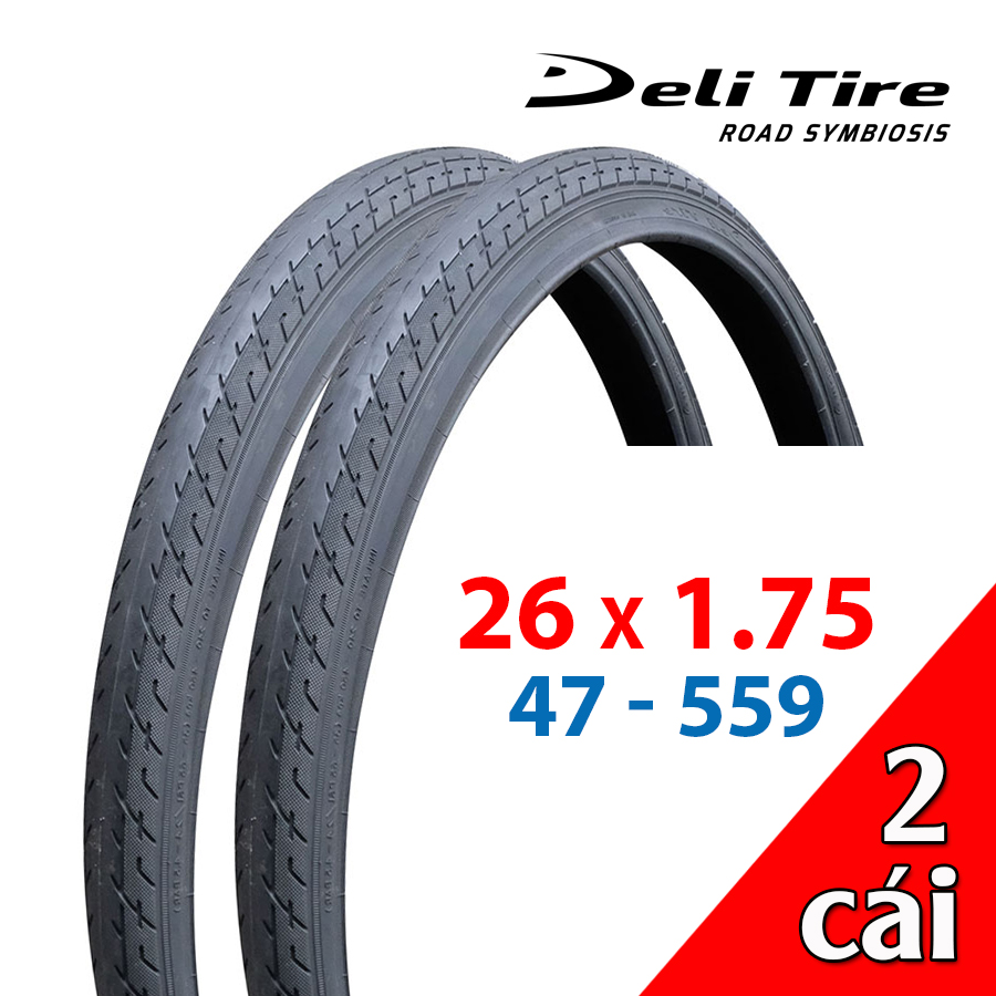 Vỏ xe đạp 26x1.75  (47-559) gai chìm SA-235 DELI-TIRE - 2 cái lốp xe đạp