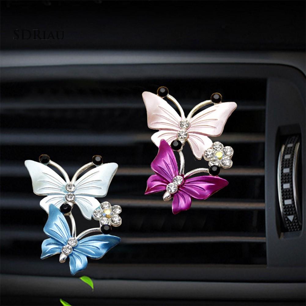 Lovely Dual Butterfly Car Air Outlet Freshener Perfume Clip Aroma Diffuser Decor