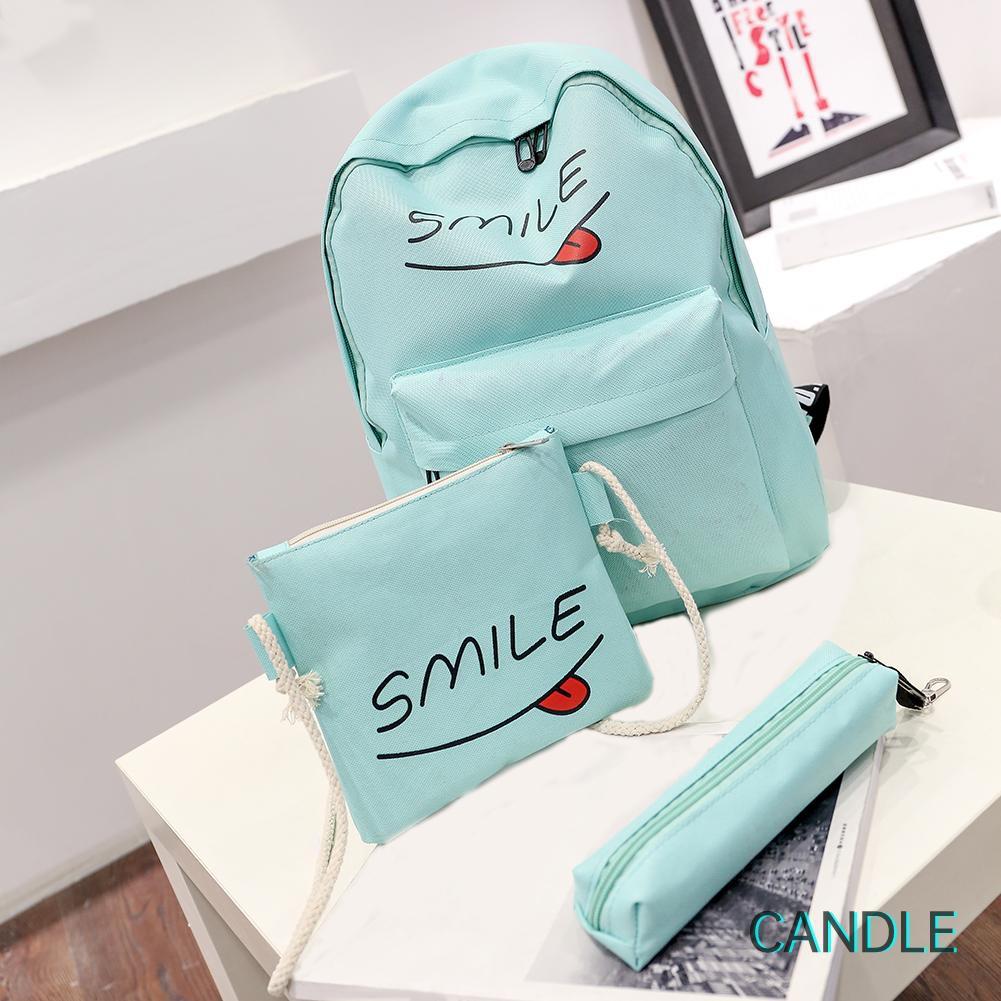 Set 3 Ba Lô Túi Ví Canvas Thời Trang Nữ Tính