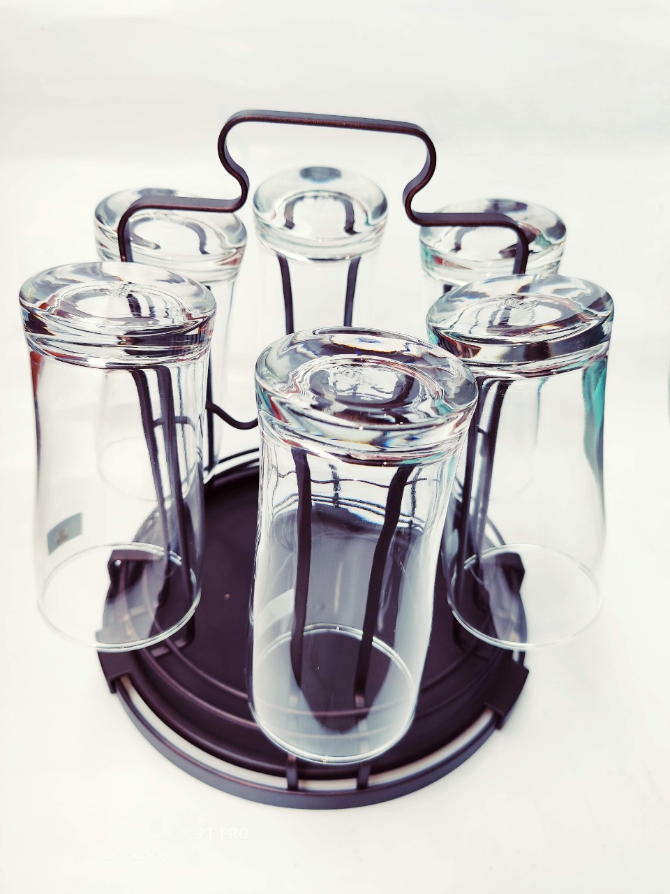 Khay úp ly cốc inox cao cấp, khay úp ly cốc inox có khay hứng nước vuông / tròn màu nâu