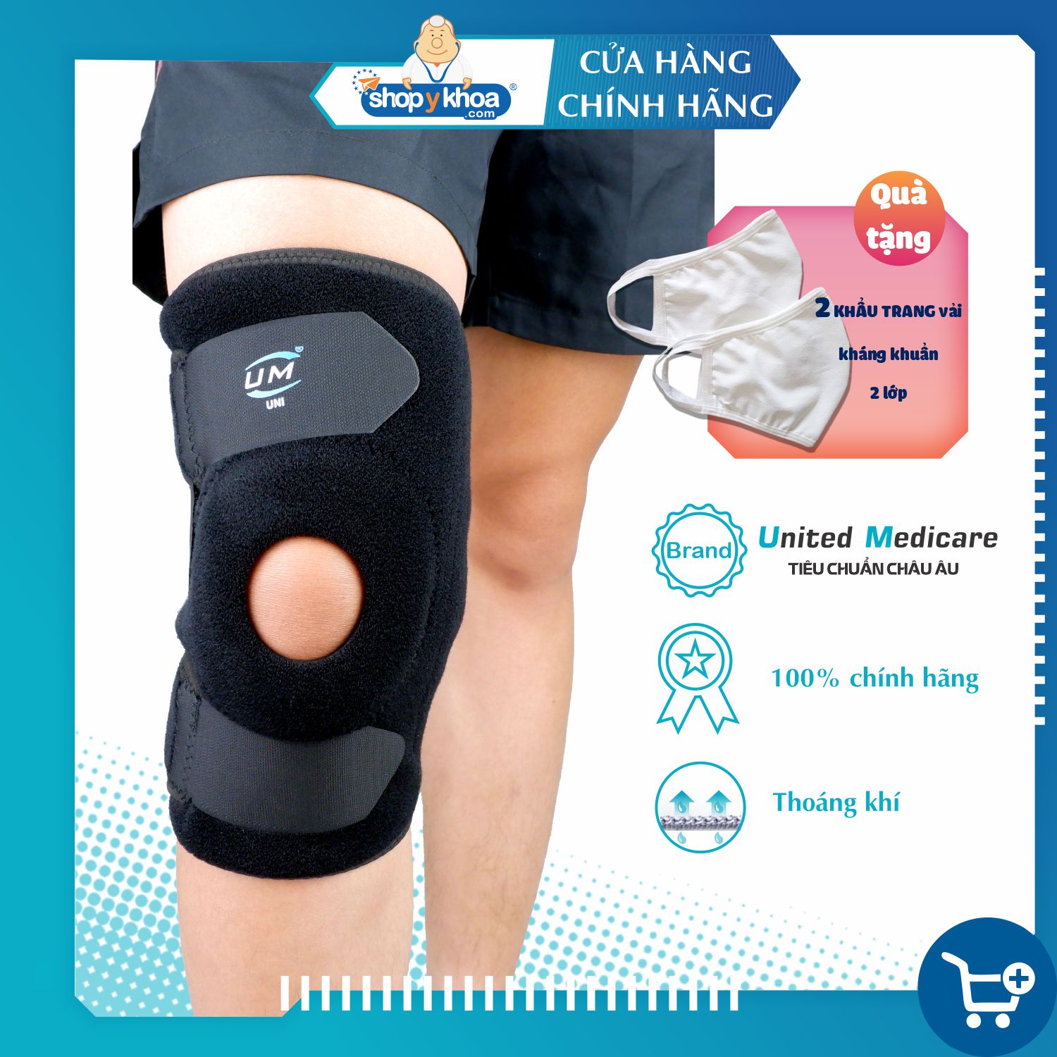 Bó gối đai dán không nẹp neoprene United Medicare