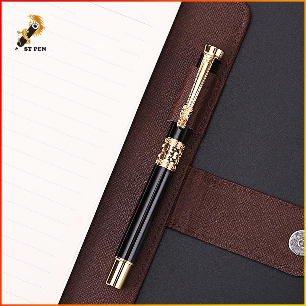 Bút ký kim loại khảm rồng ST02️ngòi 0,5mm,khắc tên in logo theo yêu cầu️tặng kèm 01 ngòi bút- ST PEN