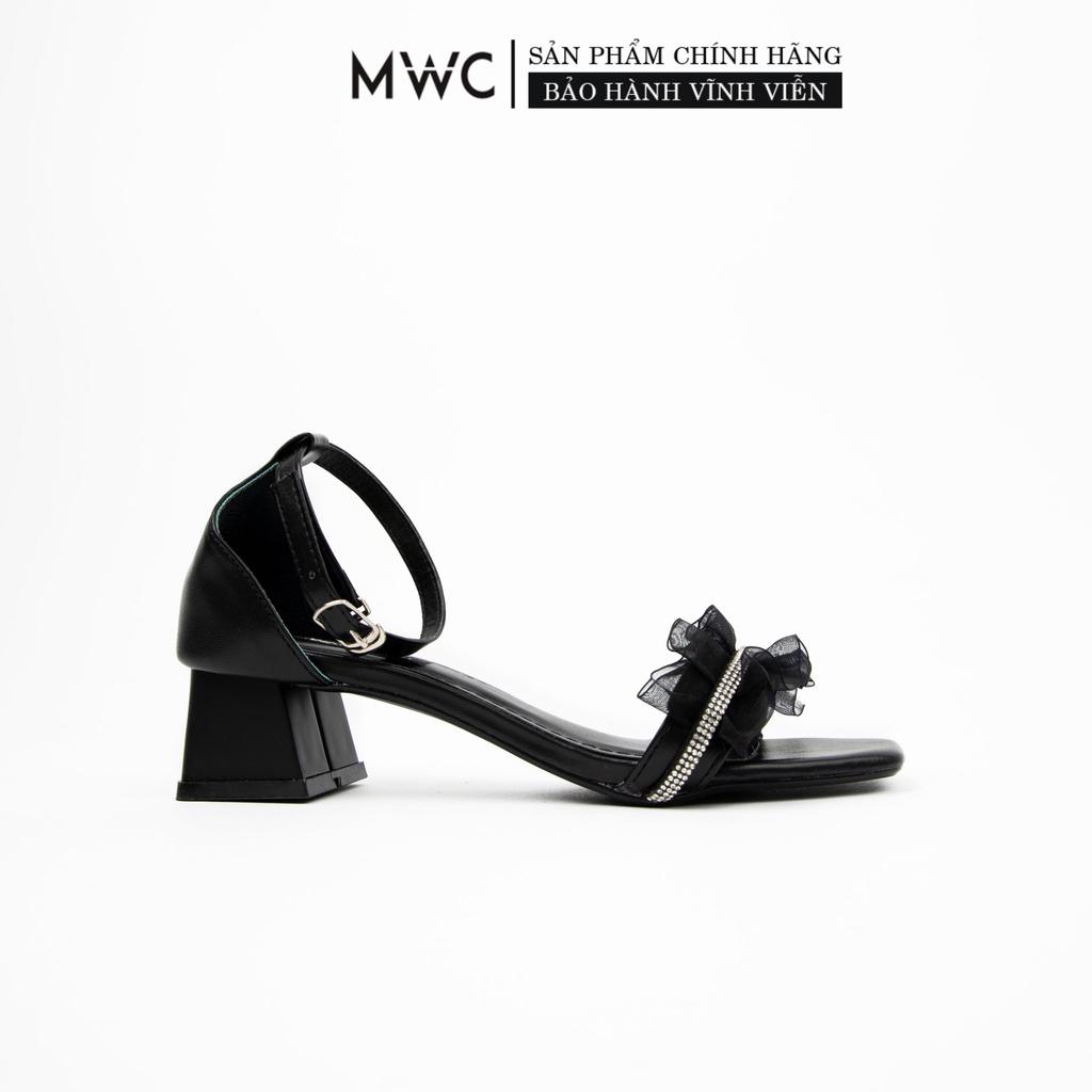 Giày Cao Gót thời trang MWC sandal cao gót quai nhún bèo đính đá nổi bật nữ tính NUCG-11057