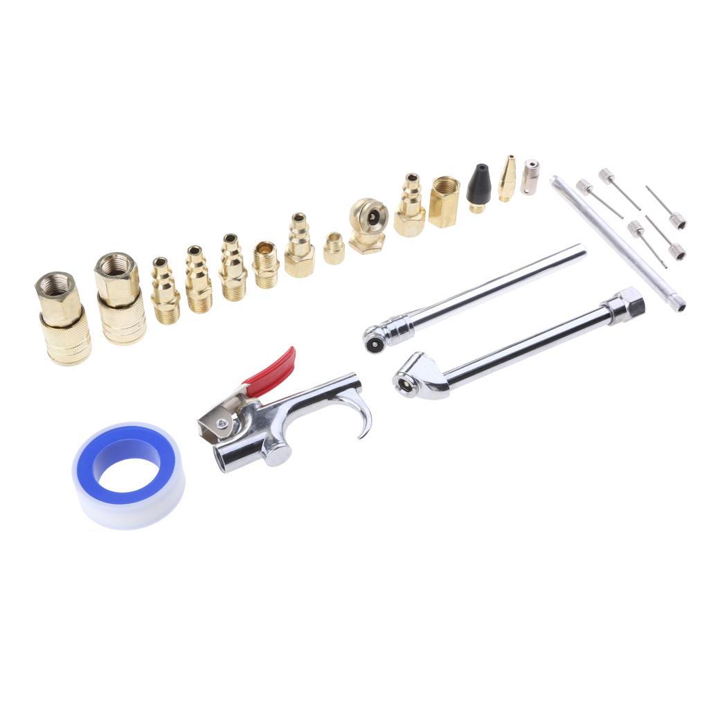 Air Tool Connector Accessories Kit Blow Gun Thread Tape Tyre Inflator Gauge