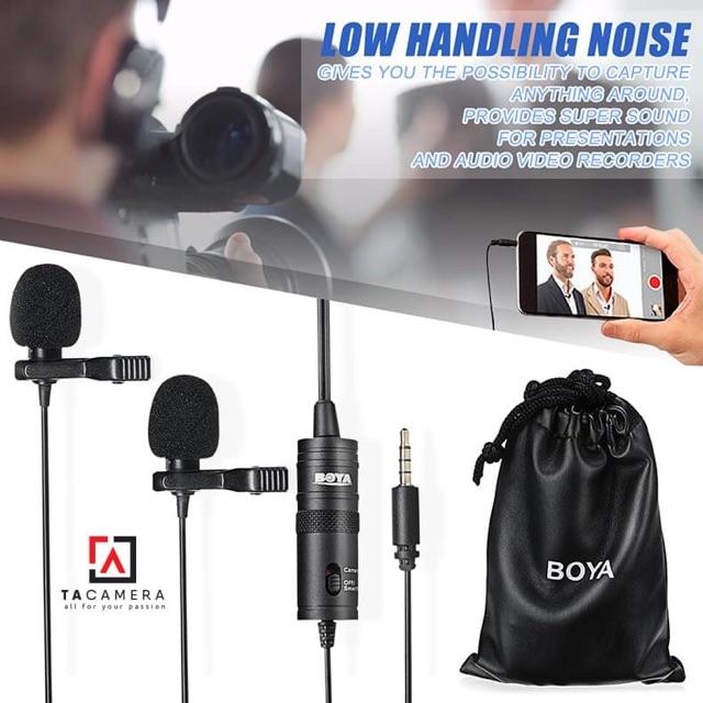 Mic Thu Âm Cài Áo Cho 2 Người BOYA BY-M1DM - Hàng Chính Hãng
