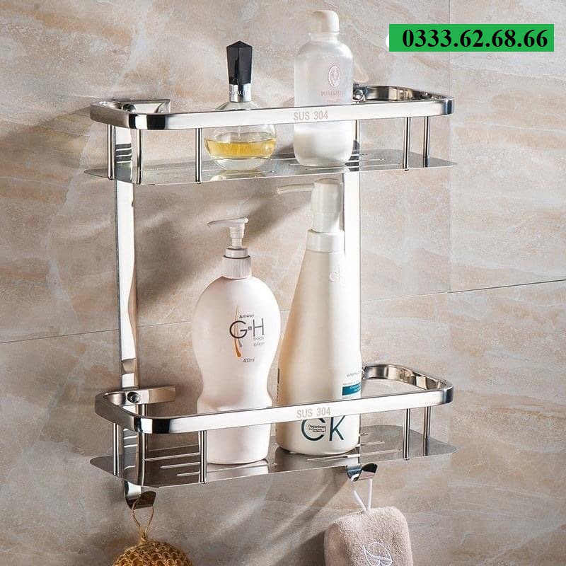 KỆ GÓC VUÔNG NHÀ TẮM INOX 304