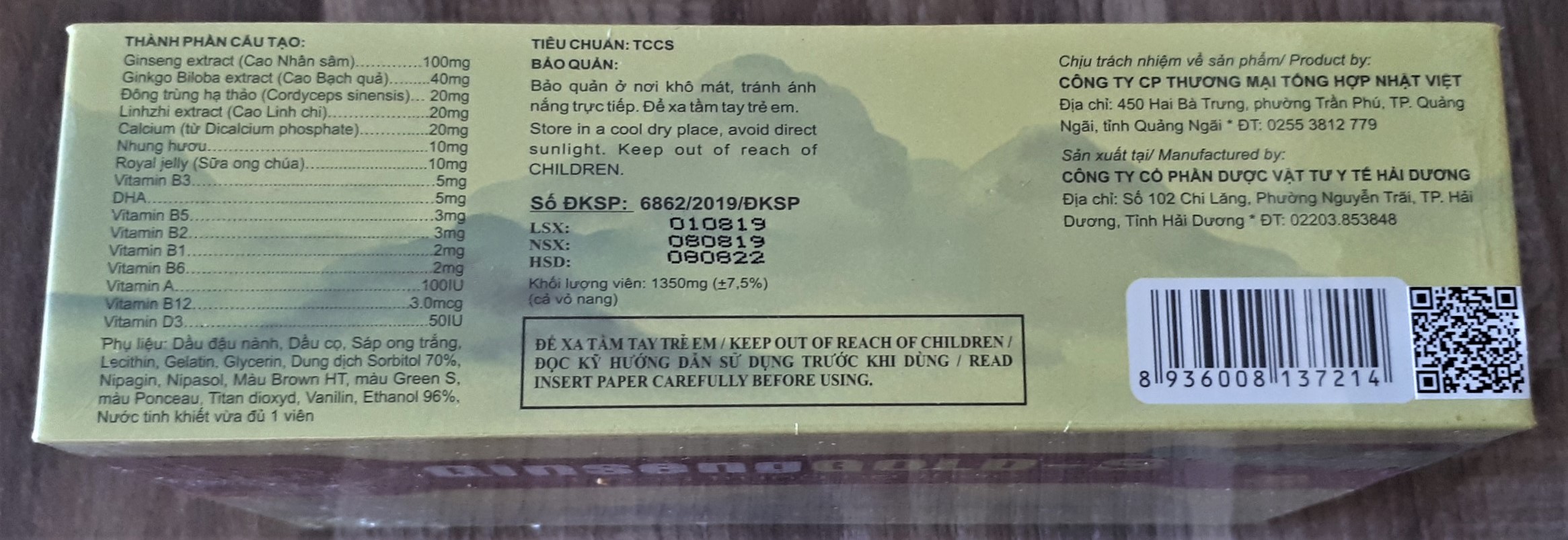 GINSENGGOLD-S - ĐÔNG TRÙNG HẠ THẢO - NHẬT VIỆT PHARMA - TĂNG CƯỜNG SỨC ĐỀ KHÁNG