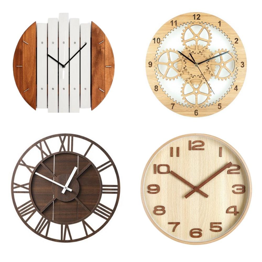 10 Mẫu Đồng hồ gỗ treo tường kim trôi, Đồng hồ gỗ trang trí thiết kế theo yêu cầu (Tặng Kèm Pin