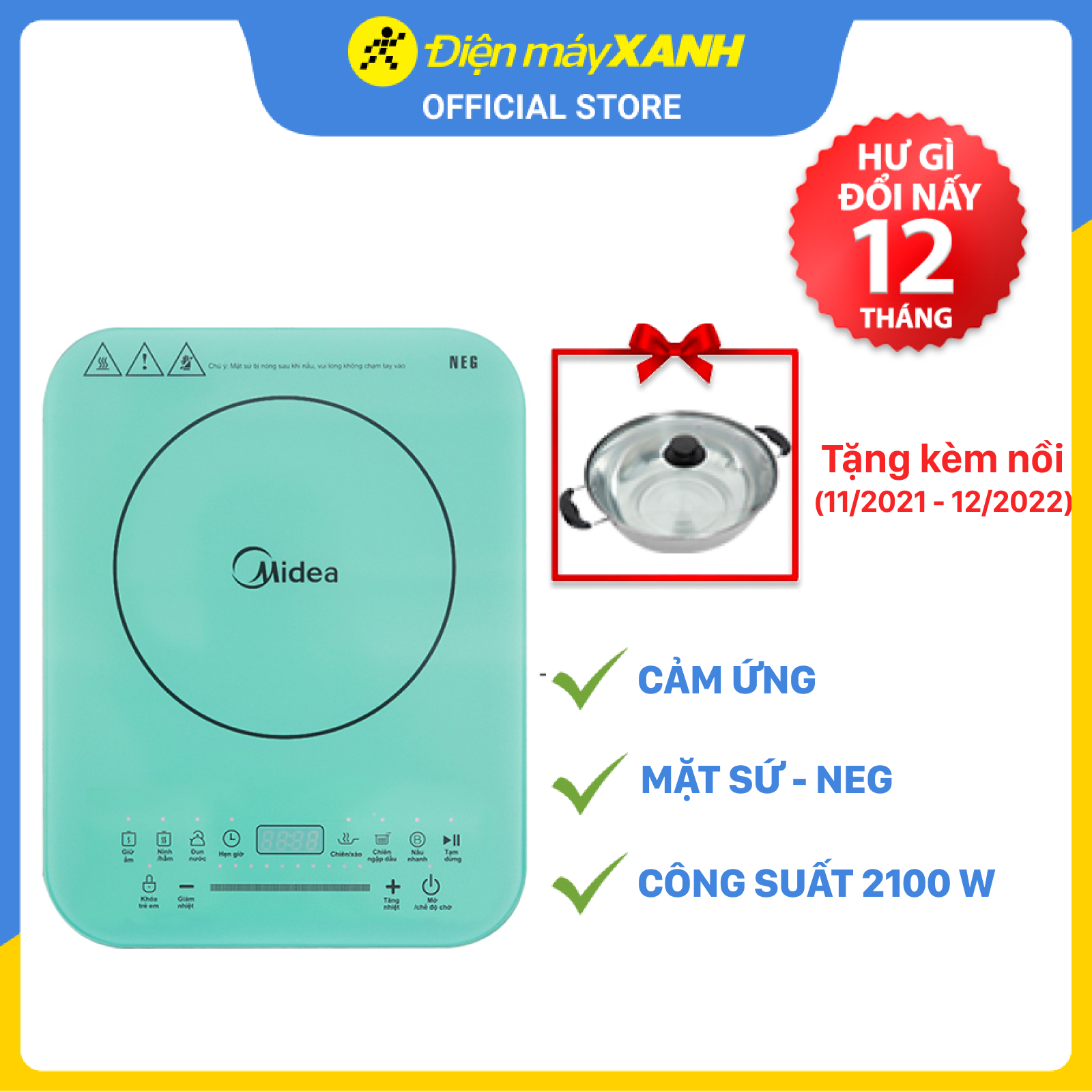 Bếp từ Midea MI-T2120DA - Hàng Chính Hãng