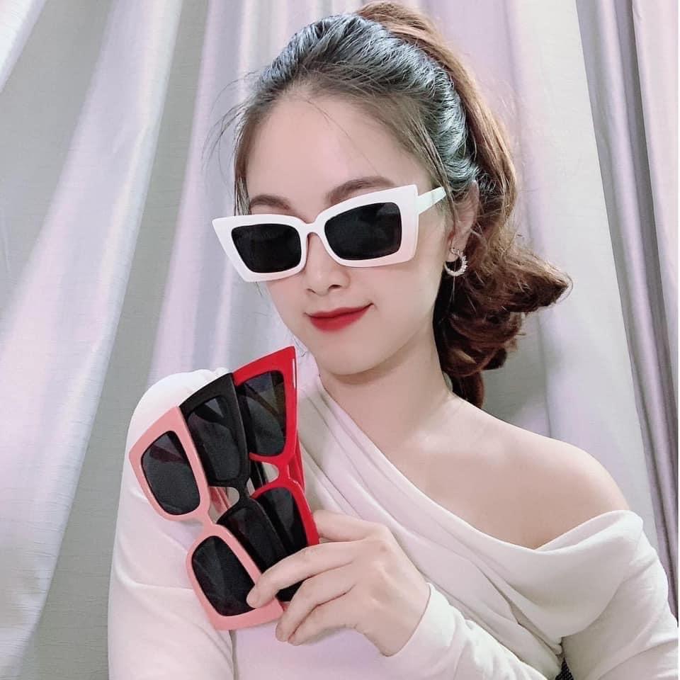 Kính Râm Sang Chảnh Gọng Trắng Mắt Vuông Chữ Nhật Kính Gọng Trắng Mắt Mèo  Kính Mắt Đi Biển Đi Du Lịch - Kính Mát Nữ Thương Hiệu Oem | Sosanhgia.Vn
