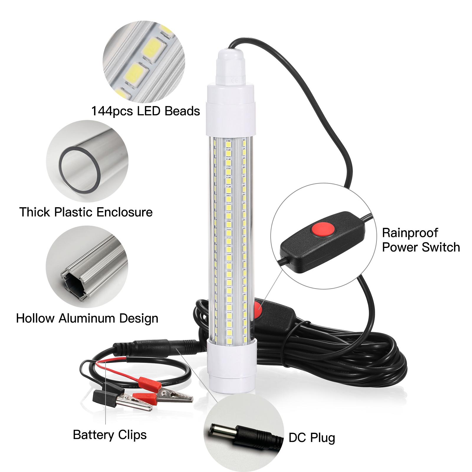 144 LED Submersible Fishing Light Underwater Fish Finder Lamp Night Fishing Lure Bait Light Fish Attracting Light
