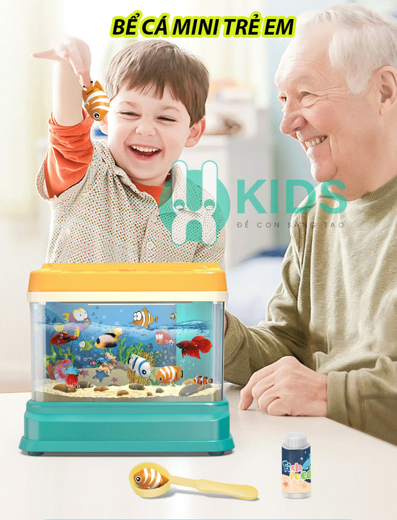 Đồ chơi bể cá mini dễ thương cho trẻ em có đèn, có nhạc kèm nhiều cá nam châm cho bé câu thỏa thích