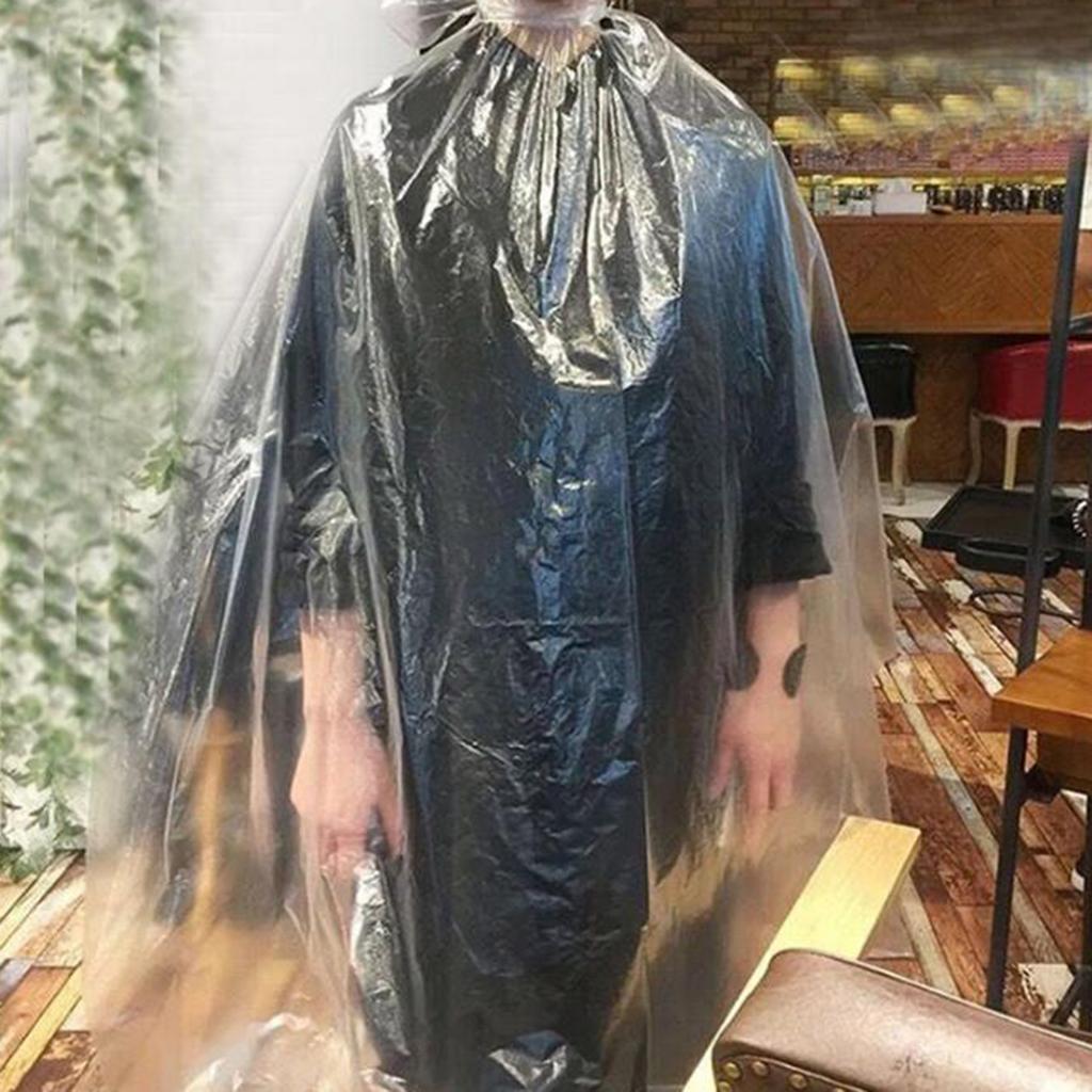 100 Pieces Disposable Hair Cutting Cape Gown Barber Shop Capes Gowns + Clips