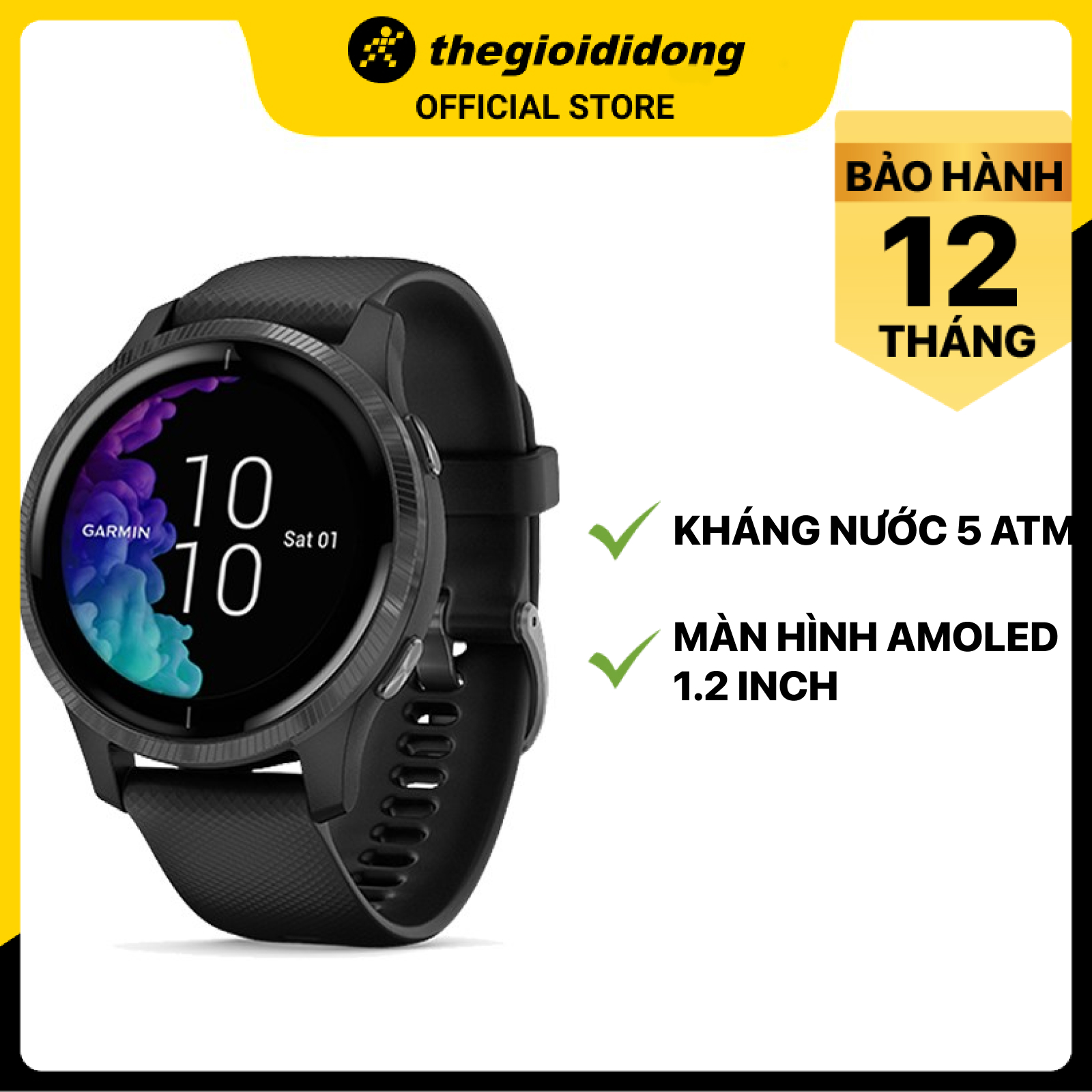 Đồng Hồ Thông Minh Theo Dõi Vận Động Theo Dõi Sức Khỏe Garmin Venu Màn Hình AMOLED - Hàng Chính Hãng