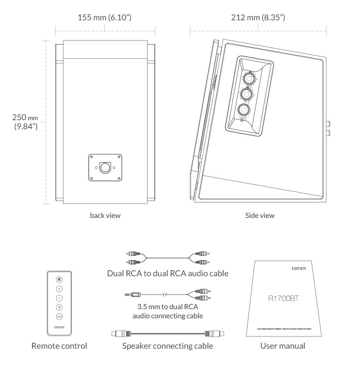 Loa Kiểm Âm Công Suất Lớn Bluetooth Edifier R1700BT AZONE Cao Cấp - Hàng Nhập Khẩu