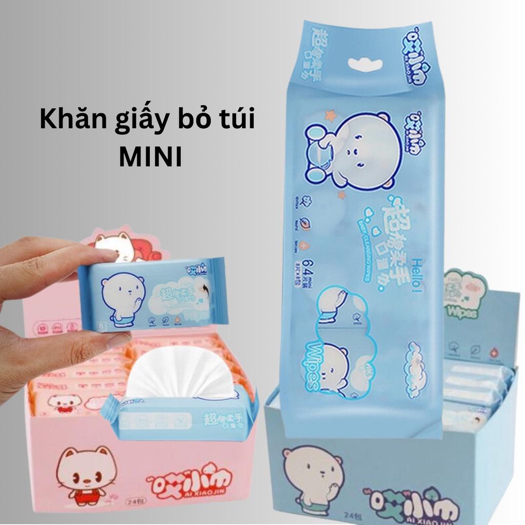 Khăn giấy ướt mini siêu dễ thương + qu.à tặ.ng sam.ple ski.n ca.re cho khách yêu quý