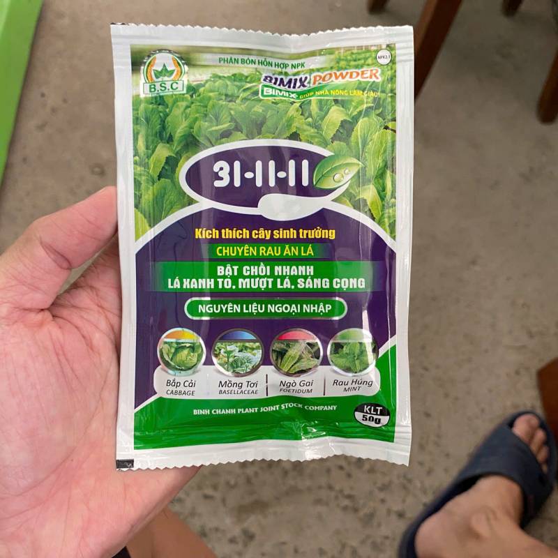 Phân bón SIÊU TĂNG TRƯỞNG 31-11-11 (50gr) - phát đọt, bung chèo, hạn chees gù đầu lân, to trái, bóng trái, nỏ bụi